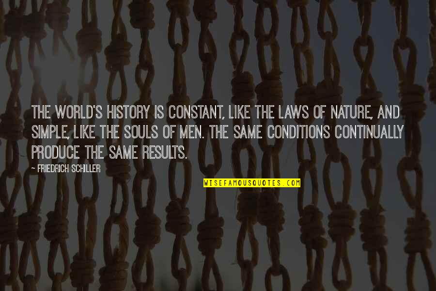 Conditions Quotes By Friedrich Schiller: The world's history is constant, like the laws