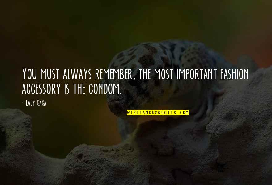 Condom Quotes By Lady Gaga: You must always remember, the most important fashion