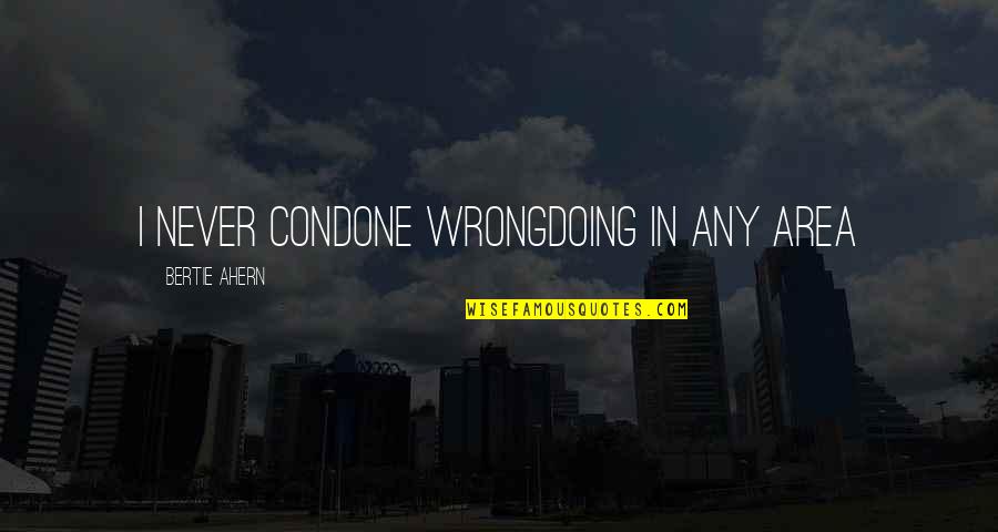 Condone Quotes By Bertie Ahern: I never condone wrongdoing in any area