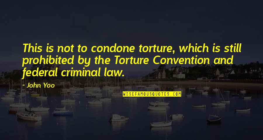 Condone Quotes By John Yoo: This is not to condone torture, which is