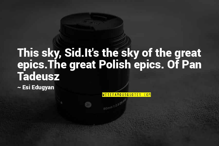 Conducir Preterite Quotes By Esi Edugyan: This sky, Sid.It's the sky of the great