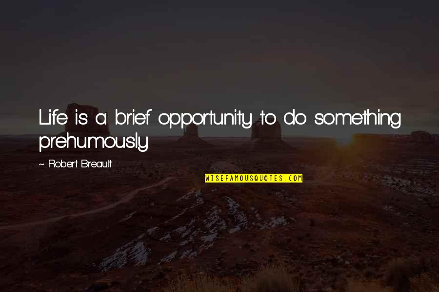 Conducive Leadership Quotes By Robert Breault: Life is a brief opportunity to do something Conducive Leadership Quotes By Robert Breault: Life is a brief opportunity to do something