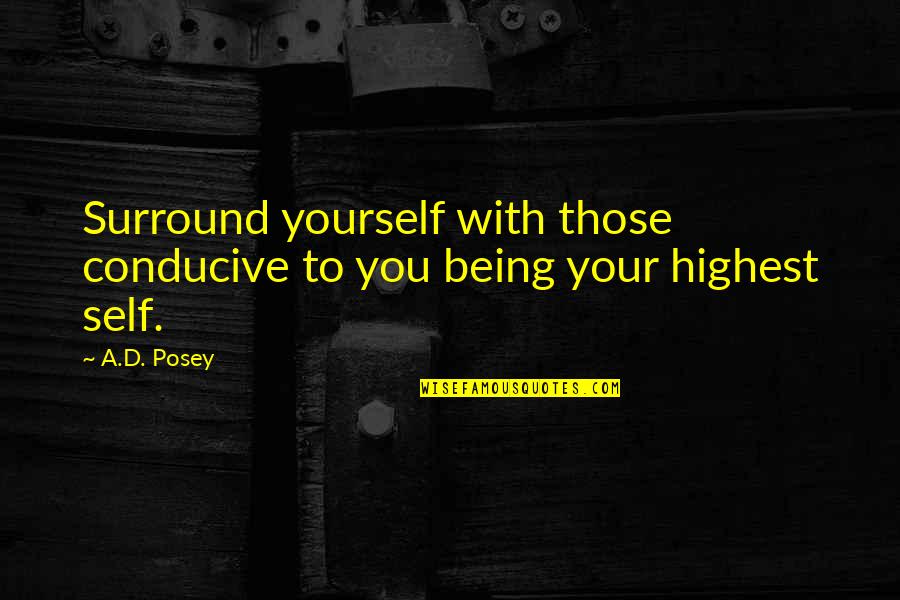 Conducive Quotes By A.D. Posey: Surround yourself with those conducive to you being