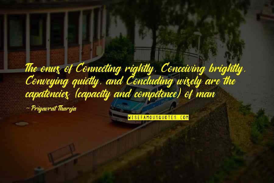 Conduct Of Conduct Quotes By Priyavrat Thareja: The onus of Connecting rightly, Conceiving brightly, Conveying