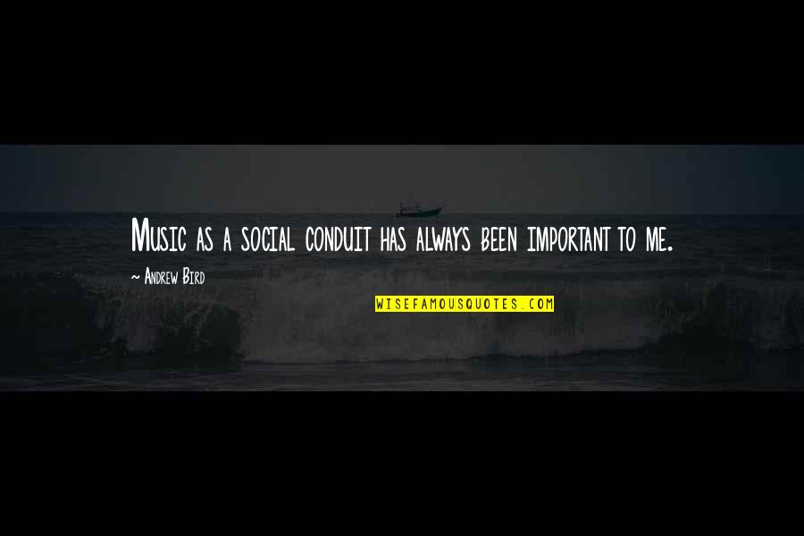 Conduit Quotes By Andrew Bird: Music as a social conduit has always been