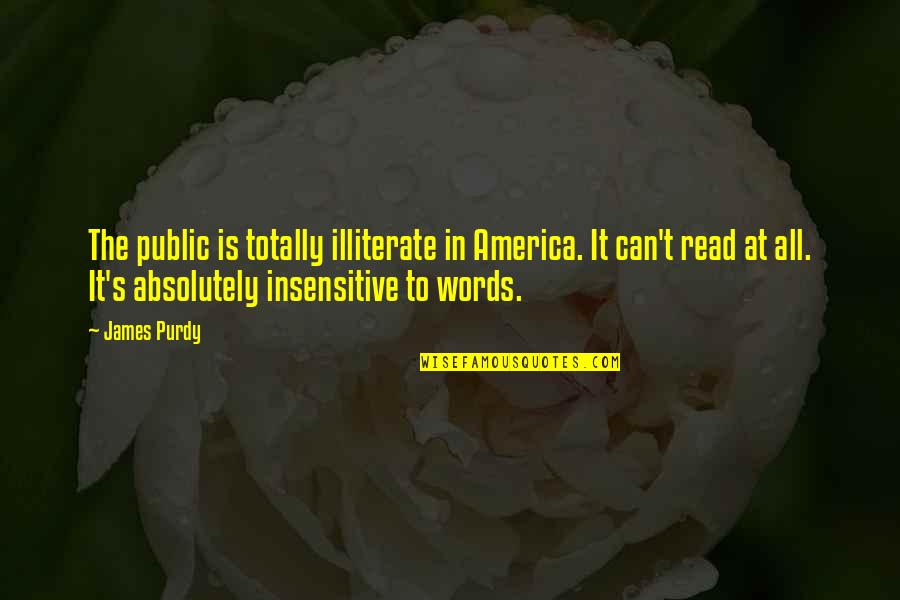 Confession Of Feelings Quotes By James Purdy: The public is totally illiterate in America. It