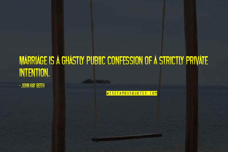 Confession Quotes By John Hay Beith: Marriage is a ghastly public confession of a