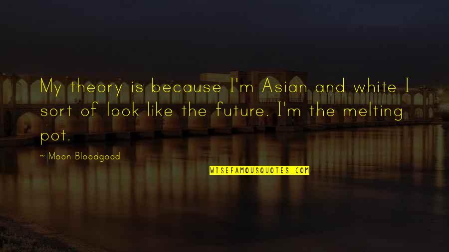 Confianca Soap Quotes By Moon Bloodgood: My theory is because I'm Asian and white Confianca Soap Quotes By Moon Bloodgood: My theory is because I'm Asian and white