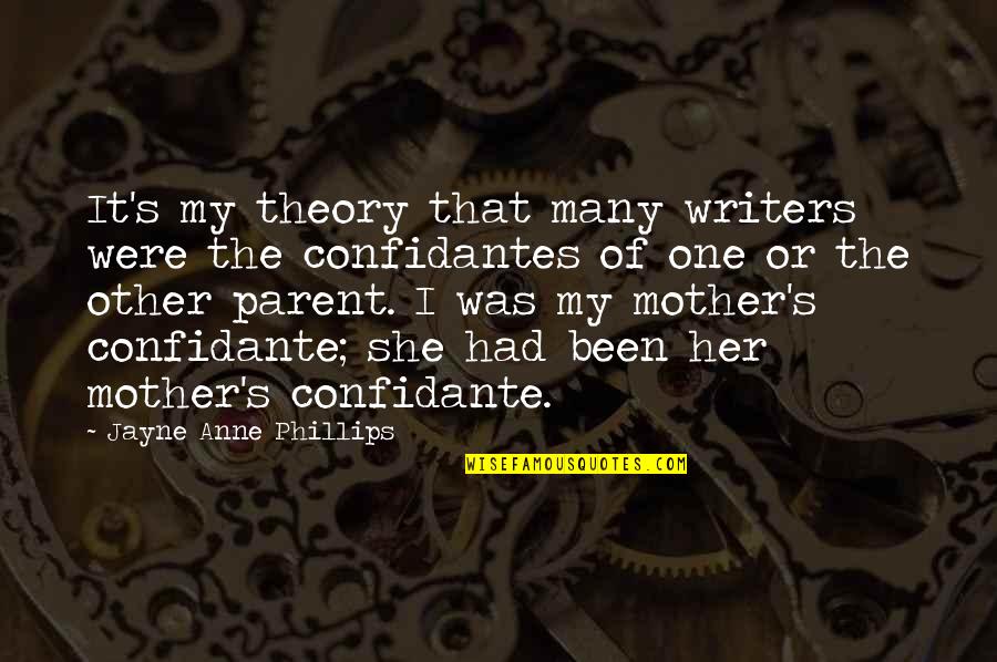 Confidantes Quotes By Jayne Anne Phillips: It's my theory that many writers were the
