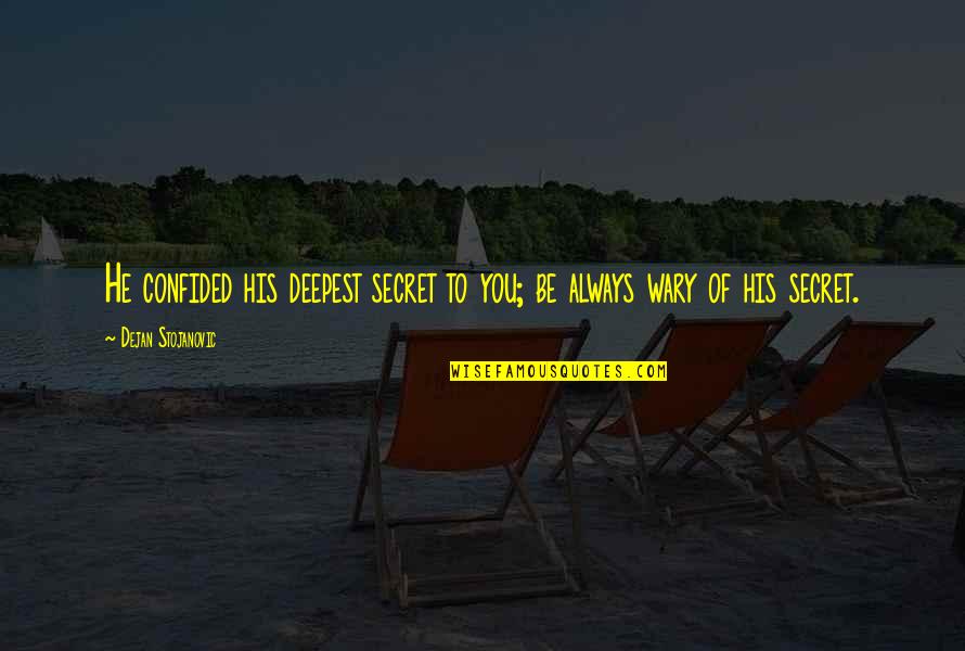 Confide Quotes And Quotes By Dejan Stojanovic: He confided his deepest secret to you; be Confide Quotes And Quotes By Dejan Stojanovic: He confided his deepest secret to you; be