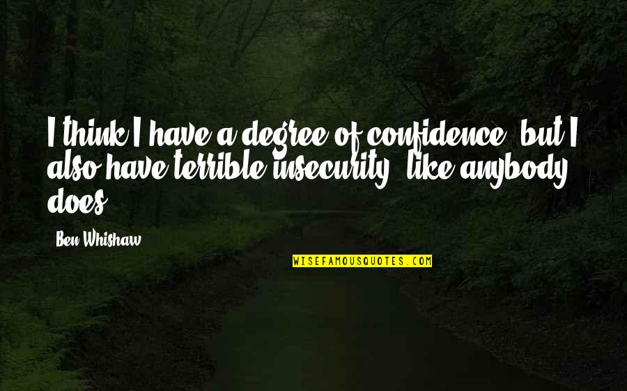 Confidence And Insecurity Quotes By Ben Whishaw: I think I have a degree of confidence,