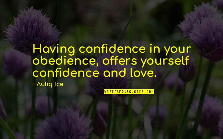 Confidence And Success Quotes By Auliq Ice: Having confidence in your obedience, offers yourself confidence