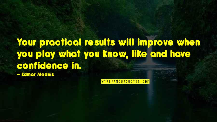 Confidence And Success Quotes By Edmar Mednis: Your practical results will improve when you play