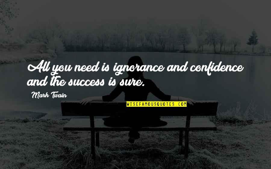 Confidence And Success Quotes By Mark Twain: All you need is ignorance and confidence and