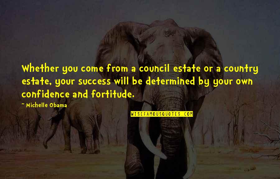 Confidence And Success Quotes By Michelle Obama: Whether you come from a council estate or