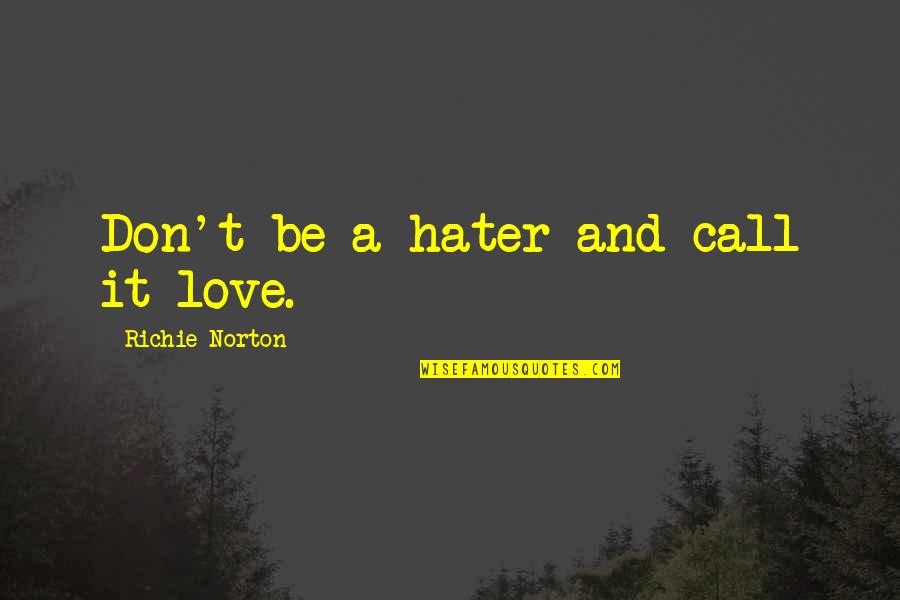 Confidence And Work Quotes By Richie Norton: Don't be a hater and call it love.