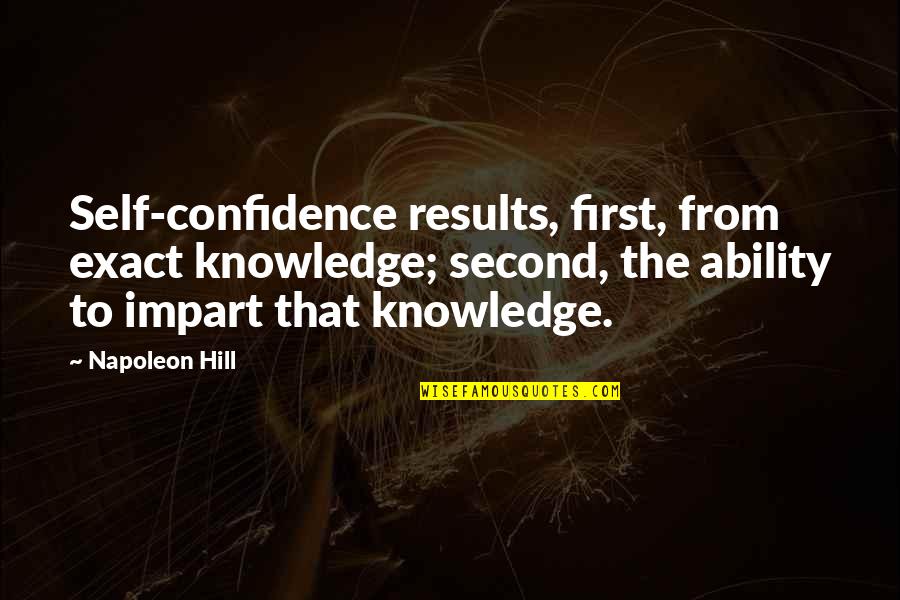 Confidence In Ability Quotes By Napoleon Hill: Self-confidence results, first, from exact knowledge; second, the