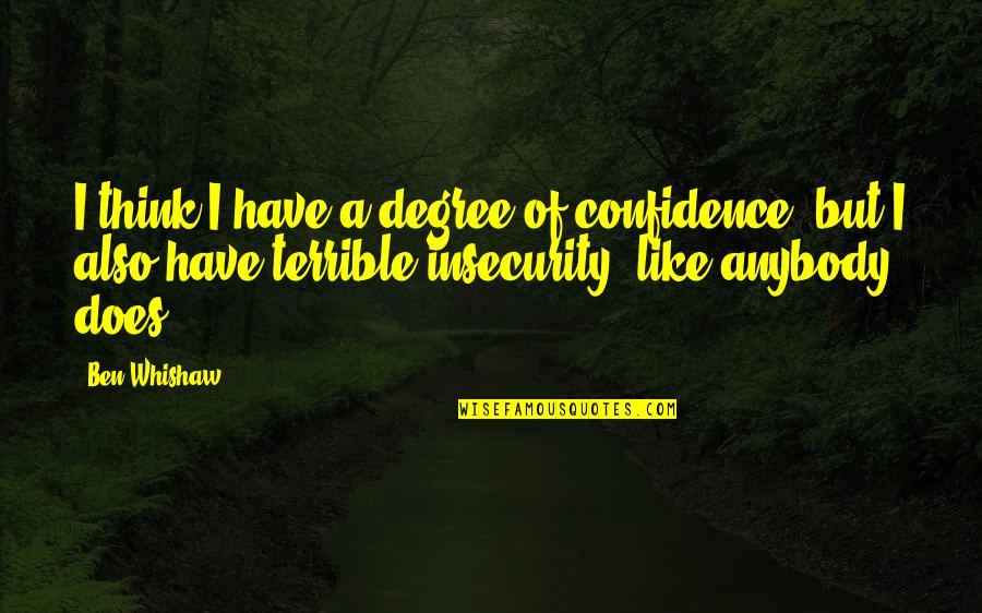 Confidence Insecurity Quotes By Ben Whishaw: I think I have a degree of confidence,