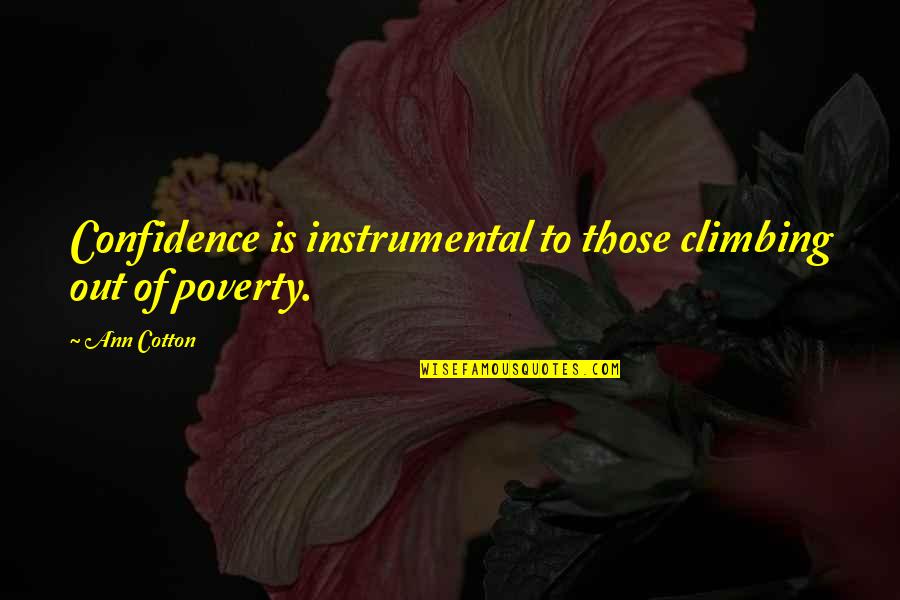 Confidence Is Quotes By Ann Cotton: Confidence is instrumental to those climbing out of
