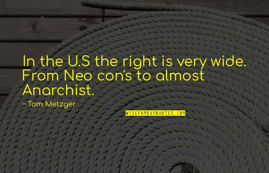 Confidentes Musical Quotes By Tom Metzger: In the U.S the right is very wide.