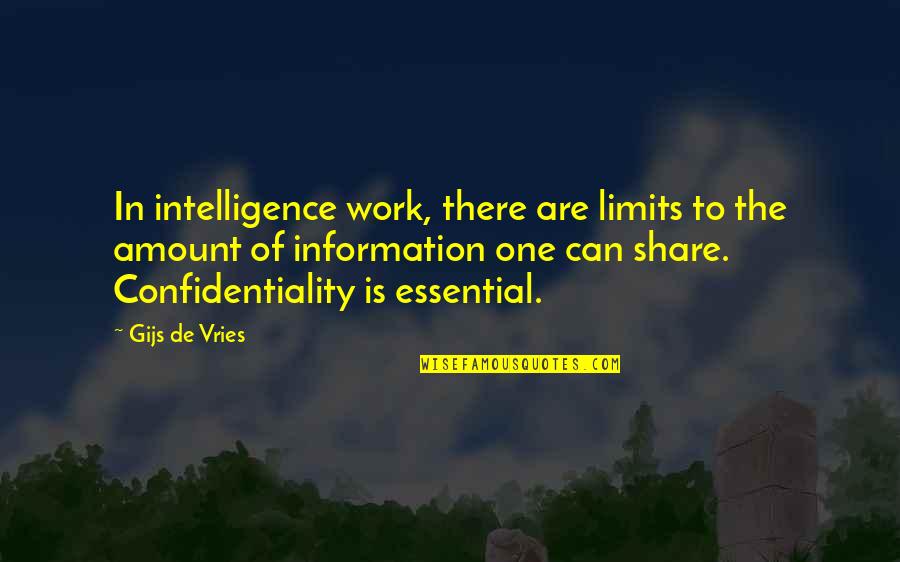 Confidentiality Quotes By Gijs De Vries: In intelligence work, there are limits to the