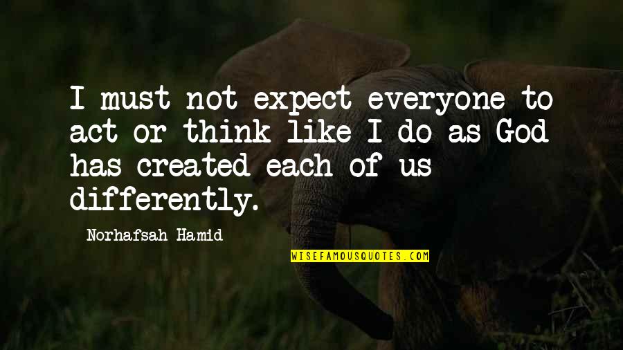 Confinada En Quotes By Norhafsah Hamid: I must not expect everyone to act or
