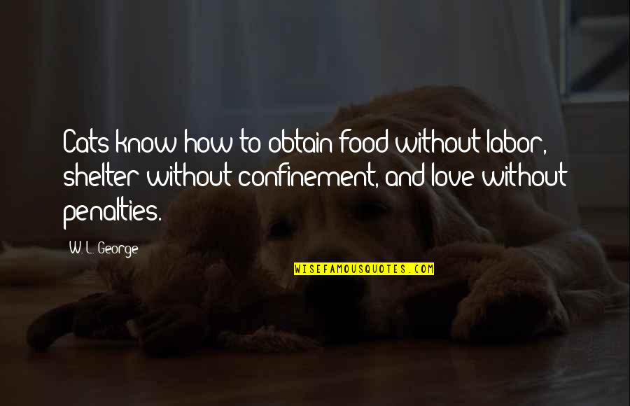 Confinement Quotes By W. L. George: Cats know how to obtain food without labor,