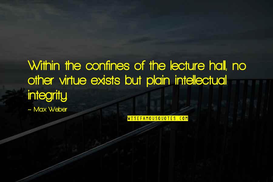 Confines Quotes By Max Weber: Within the confines of the lecture hall, no
