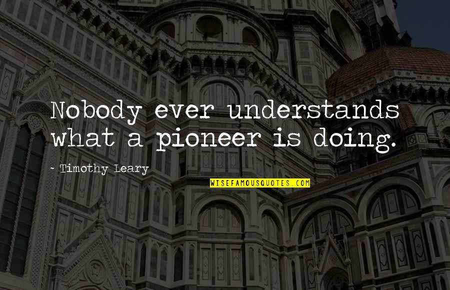 Confiscates Quotes By Timothy Leary: Nobody ever understands what a pioneer is doing.