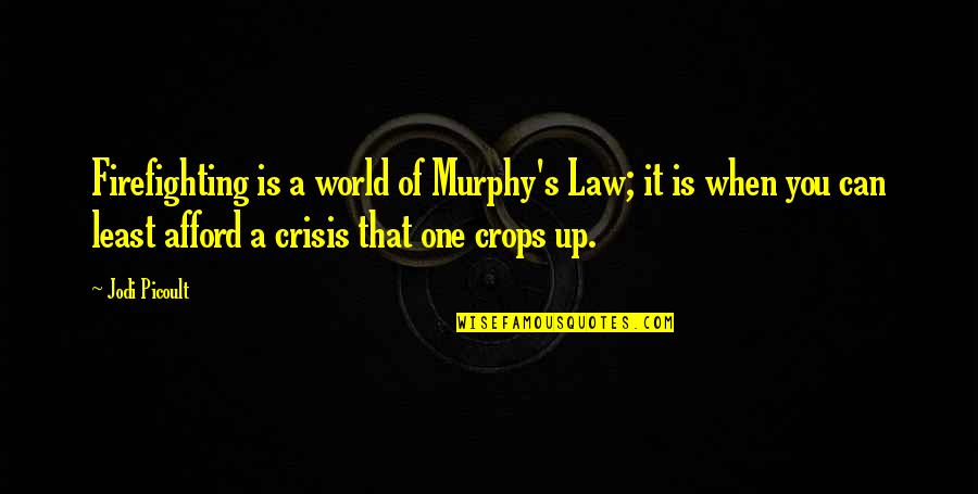 Conflict In Friendship Quotes By Jodi Picoult: Firefighting is a world of Murphy's Law; it Conflict In Friendship Quotes By Jodi Picoult: Firefighting is a world of Murphy's Law; it