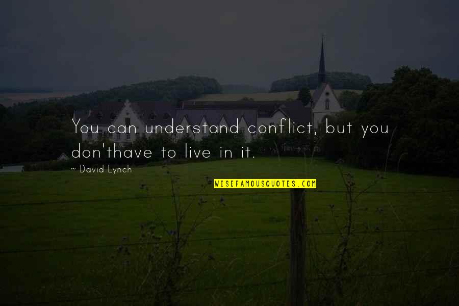 Conflict Inspirational Quotes By David Lynch: You can understand conflict, but you don'thave to