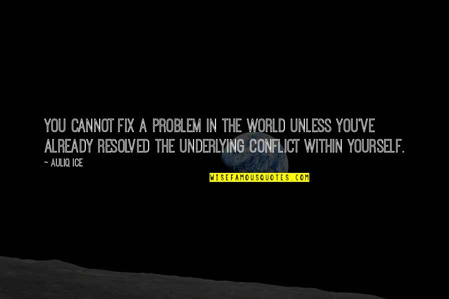 Conflict Within Yourself Quotes By Auliq Ice: You cannot fix a problem in the world