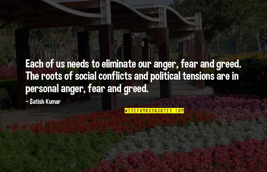 Conflicts Quotes By Satish Kumar: Each of us needs to eliminate our anger,