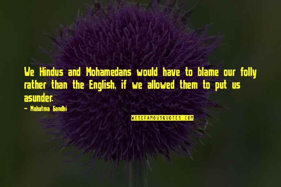 Conformisme Betekenis Quotes By Mahatma Gandhi: We Hindus and Mohamedans would have to blame