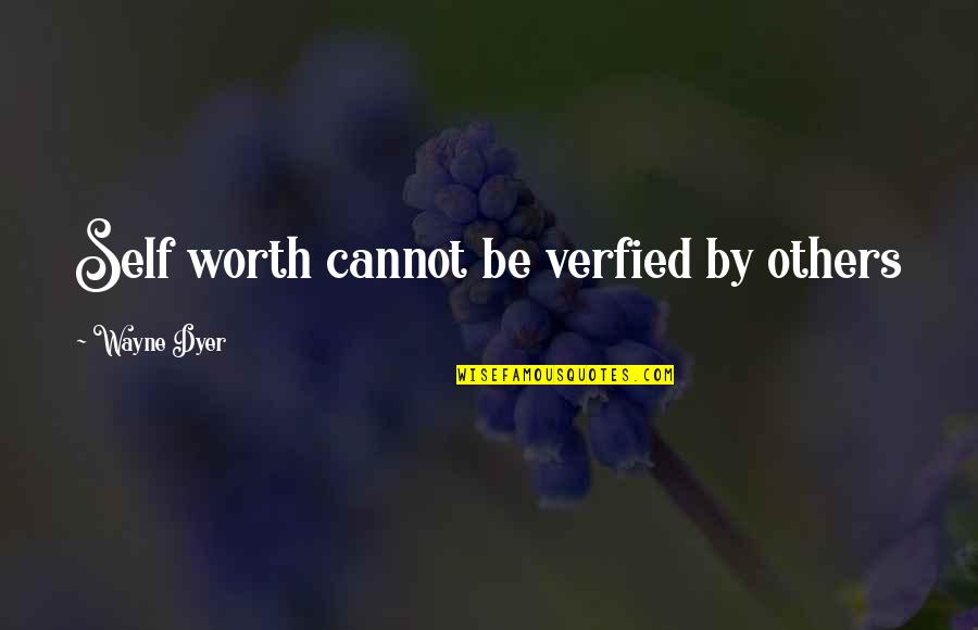 Confronting Evil Quotes By Wayne Dyer: Self worth cannot be verfied by others