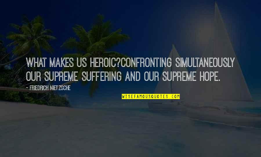 Confronting Quotes By Friedrich Nietzsche: What makes us heroic?Confronting simultaneously our supreme suffering