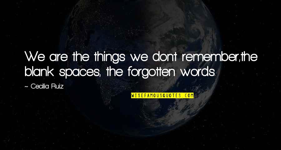 Confruntarea De La Quotes By Cecilia Ruiz: We are the things we don't remember,the blank