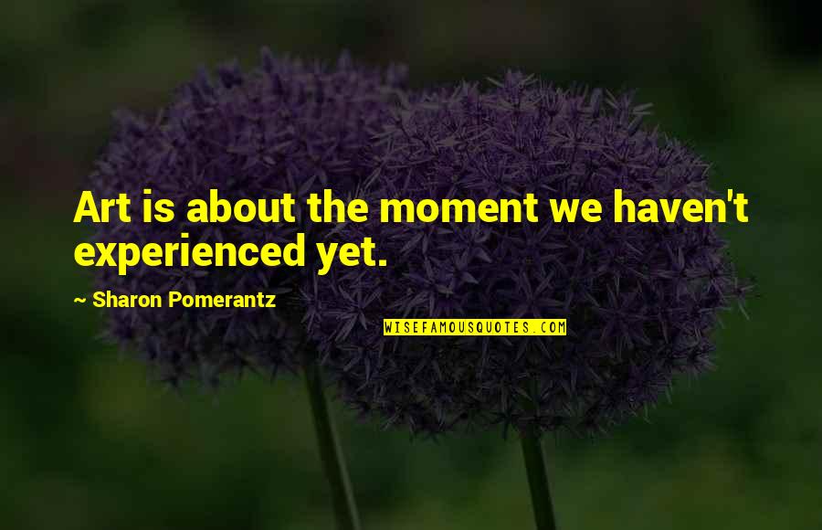 Confucian Quotes By Sharon Pomerantz: Art is about the moment we haven't experienced