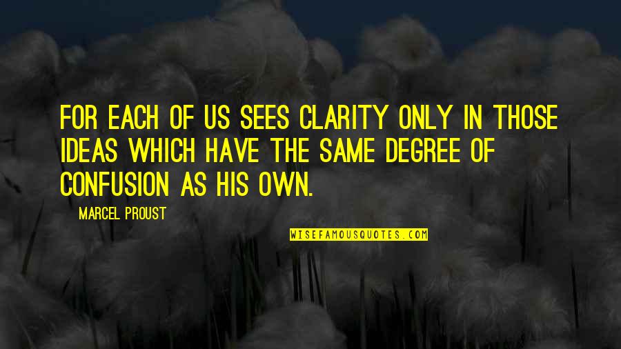 Confusion And Clarity Quotes By Marcel Proust: For each of us sees clarity only in