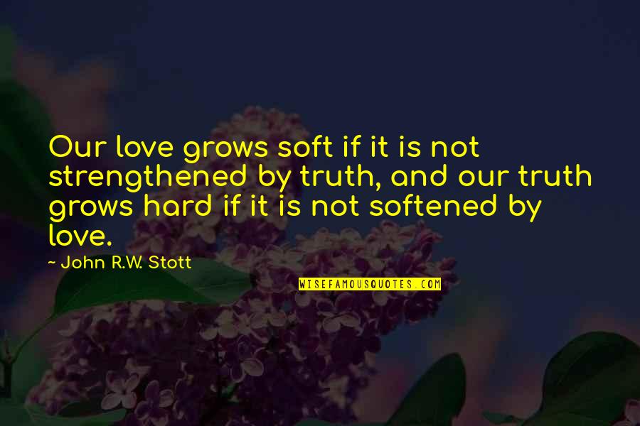 Confusions Play Quotes By John R.W. Stott: Our love grows soft if it is not