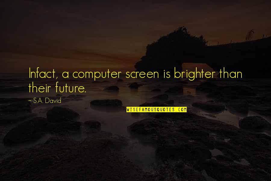 Congee Village Quotes By S.A. David: Infact, a computer screen is brighter than their