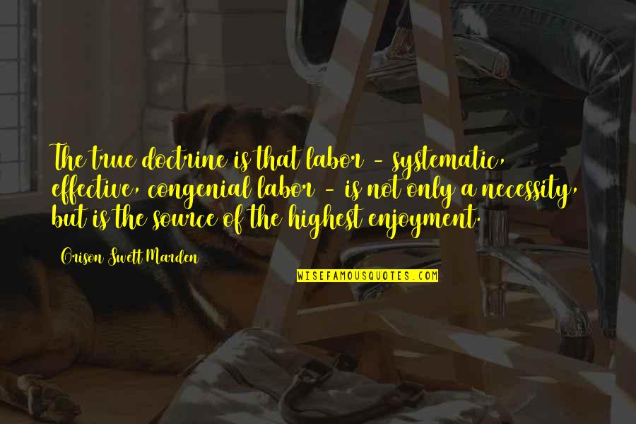 Congenial Quotes By Orison Swett Marden: The true doctrine is that labor - systematic,