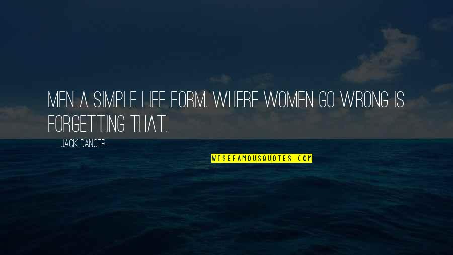 Congeniality Quotes By Jack Dancer: Men a simple life form. Where women go