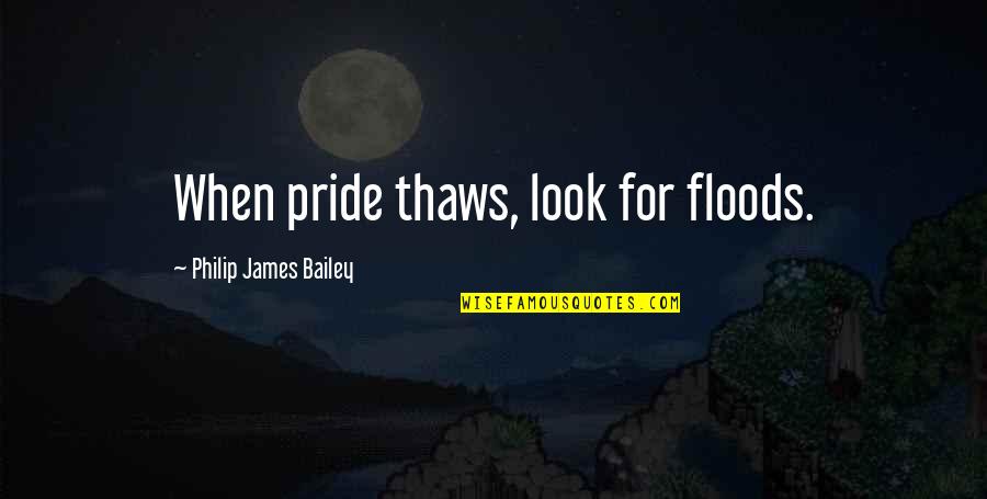 Conglomeratesm Quotes By Philip James Bailey: When pride thaws, look for floods.