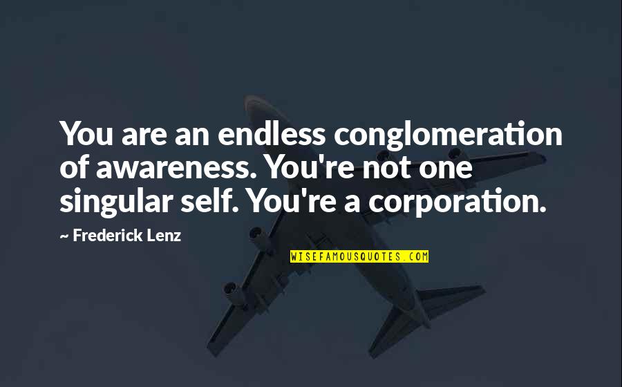Conglomeration Quotes By Frederick Lenz: You are an endless conglomeration of awareness. You're