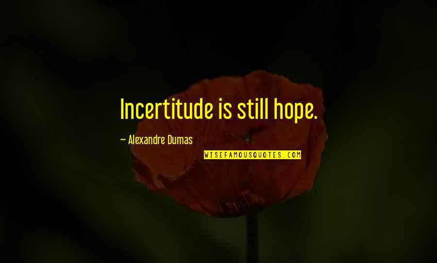 Congratulation On Admission Quotes By Alexandre Dumas: Incertitude is still hope.