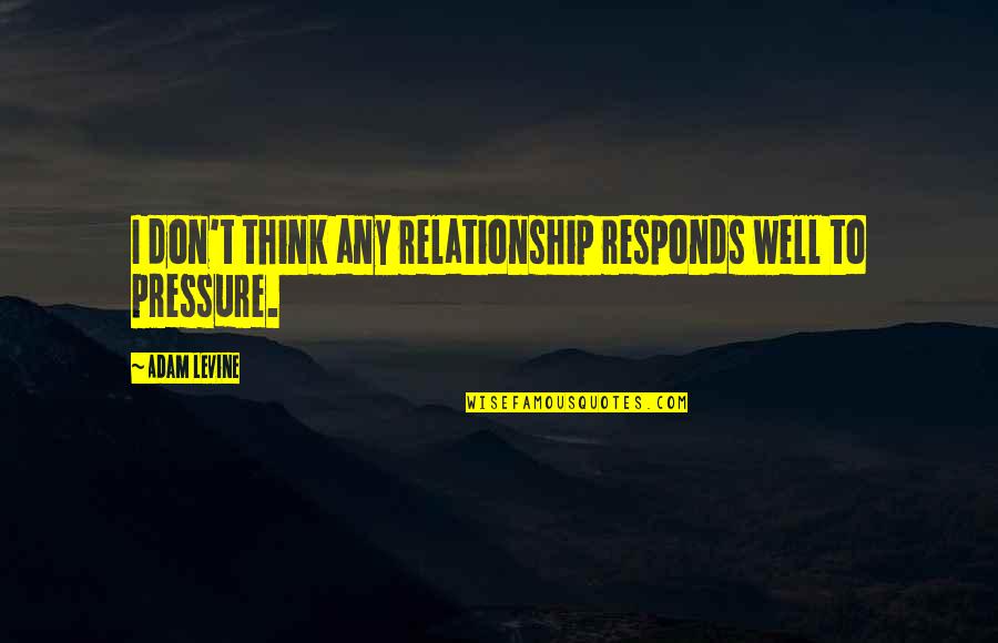 Congregational Meeting Quotes By Adam Levine: I don't think any relationship responds well to
