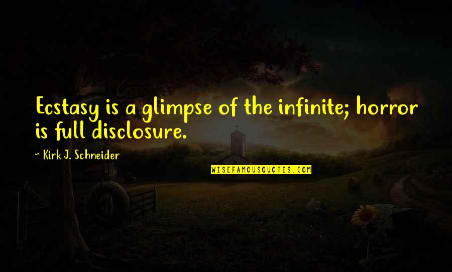 Conical Flask Quotes By Kirk J. Schneider: Ecstasy is a glimpse of the infinite; horror