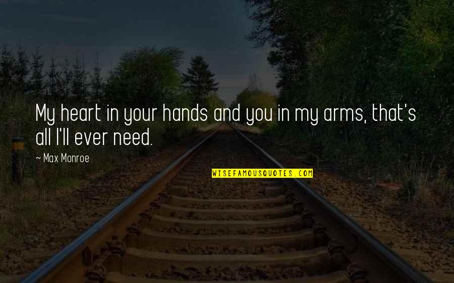 Conifers Crossword Quotes By Max Monroe: My heart in your hands and you in