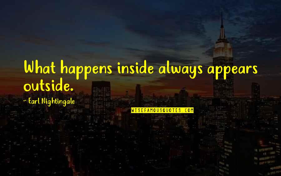 Conlleva In English Quotes By Earl Nightingale: What happens inside always appears outside.